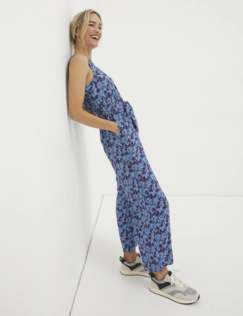 Gorgeous FatFace Jumpsuit Uk8 Black & white floral ZB001 main image 0
