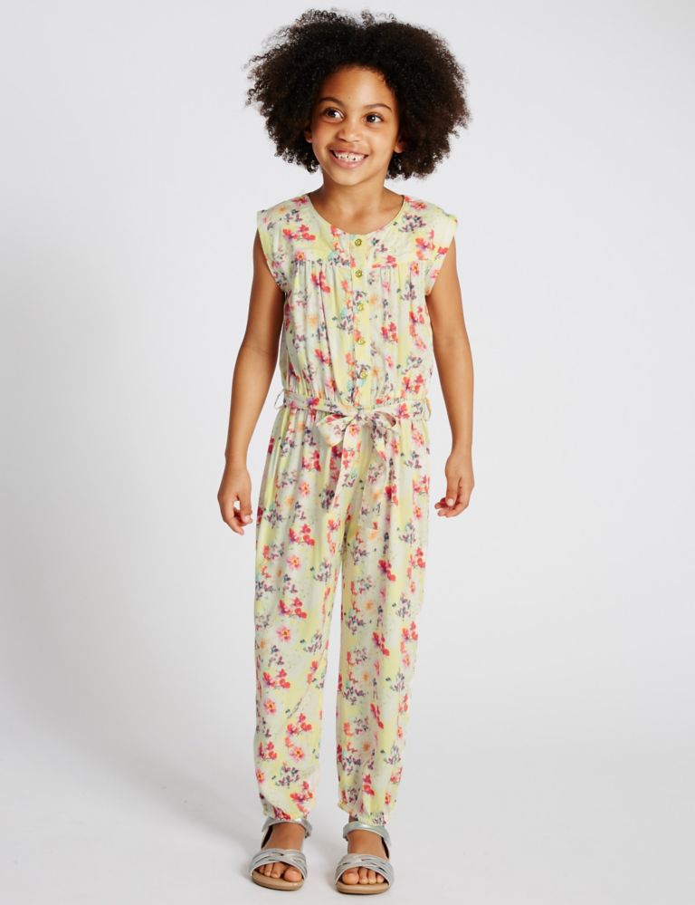 Floral Belted Jumpsuit (1-7 Years) 1 of 3
