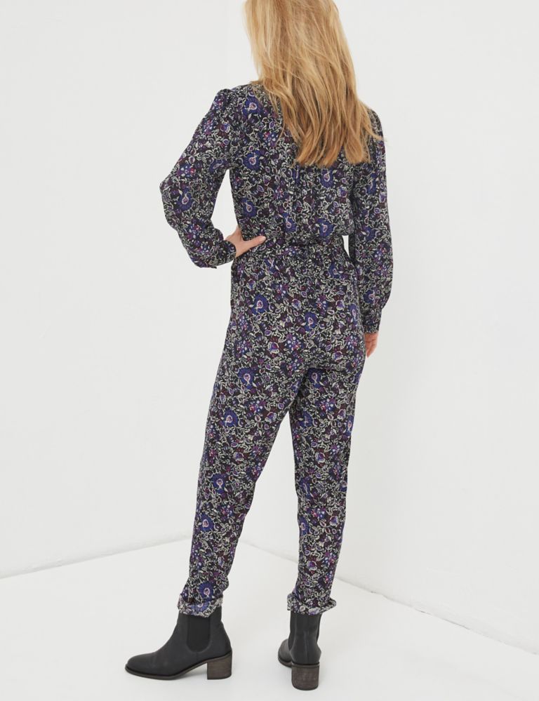 Floral Belted Long Sleeve Waisted Jumpsuit 3 of 5