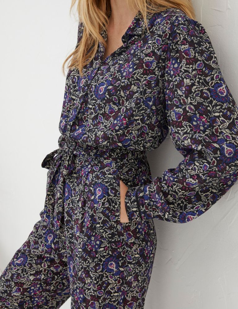 Floral Belted Long Sleeve Waisted Jumpsuit 4 of 5