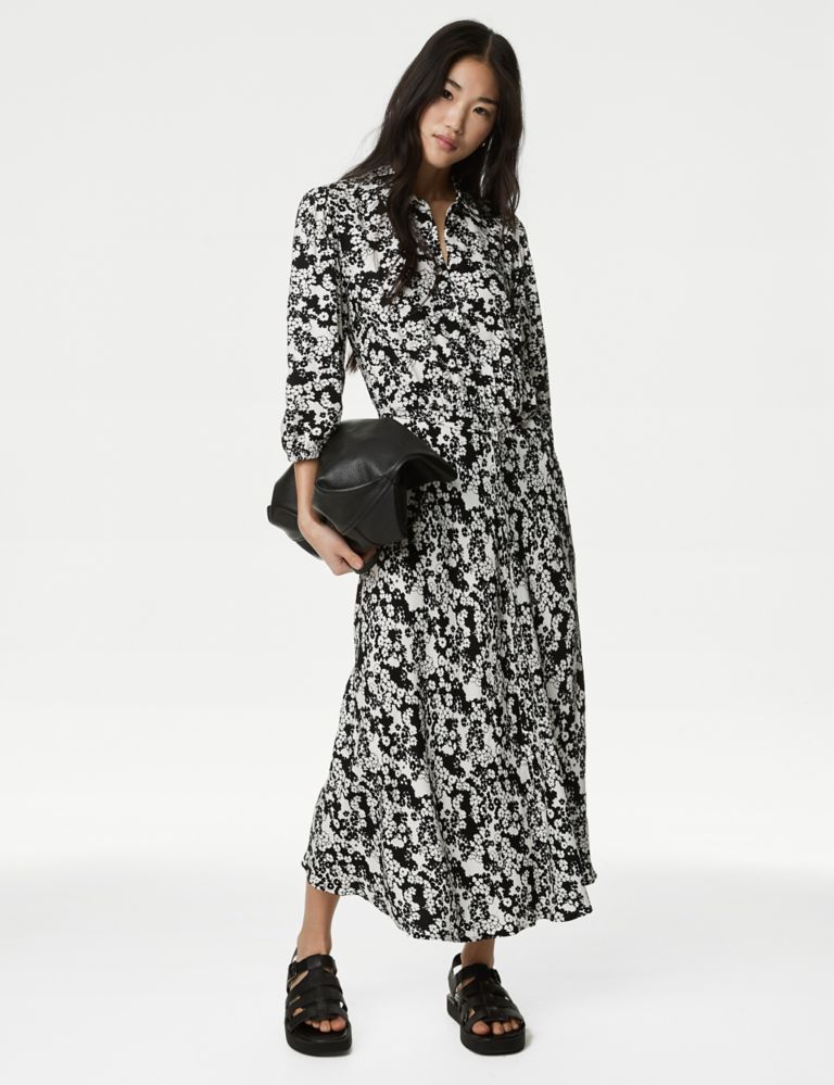 Floral Belted Midaxi Shirt Dress 1 of 4