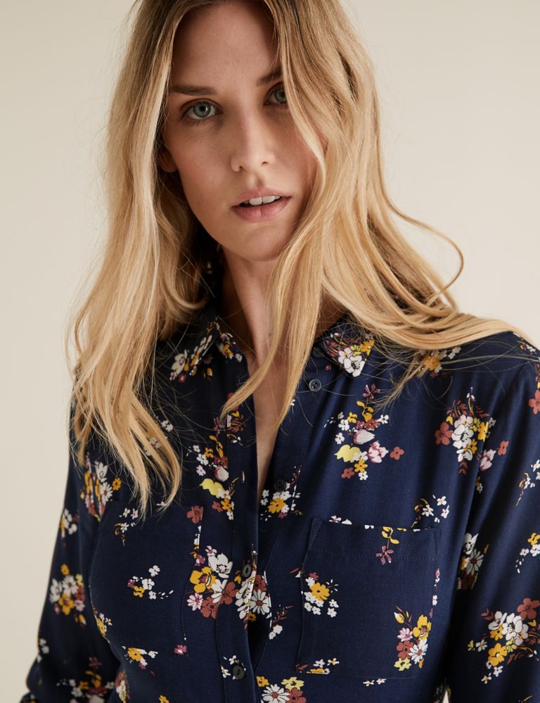 Floral Belted Midi Shirt Dress | M&S Collection | M&S