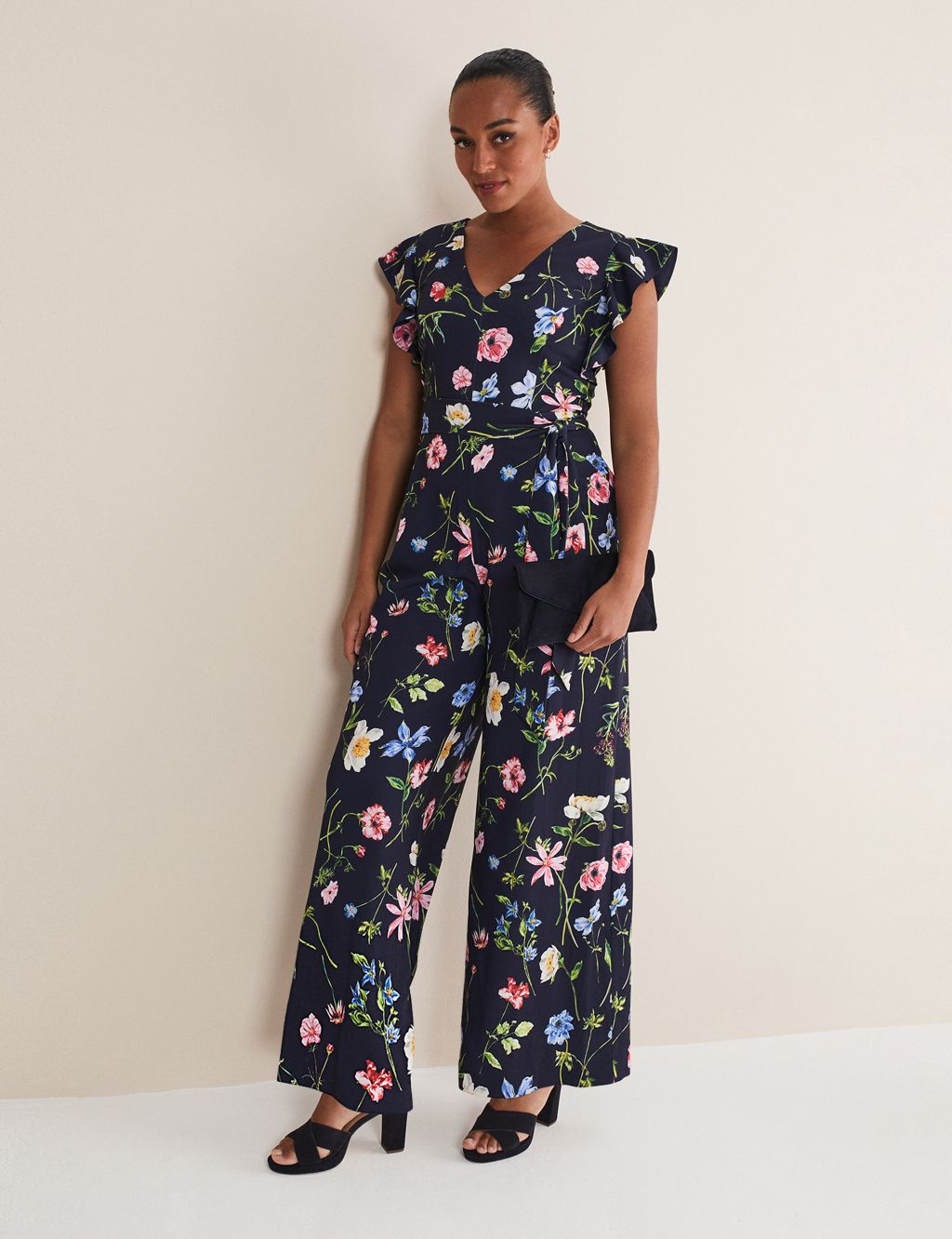 Floral Belted Wide Leg Waisted Jumpsuit 3 of 6