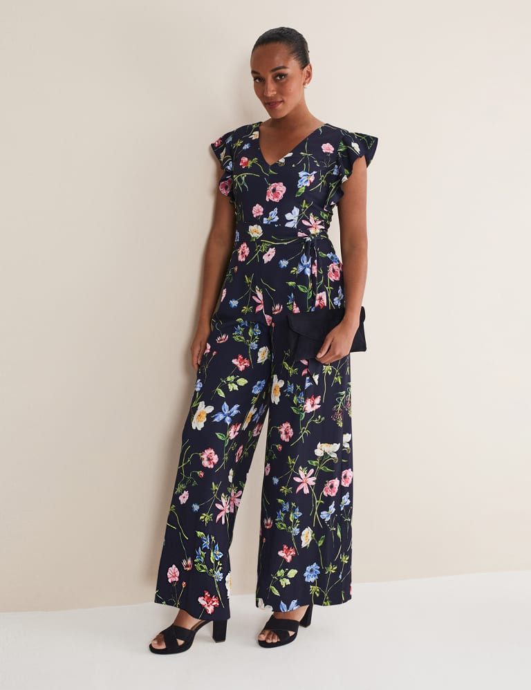 Floral Belted Wide Leg Waisted Jumpsuit 1 of 6