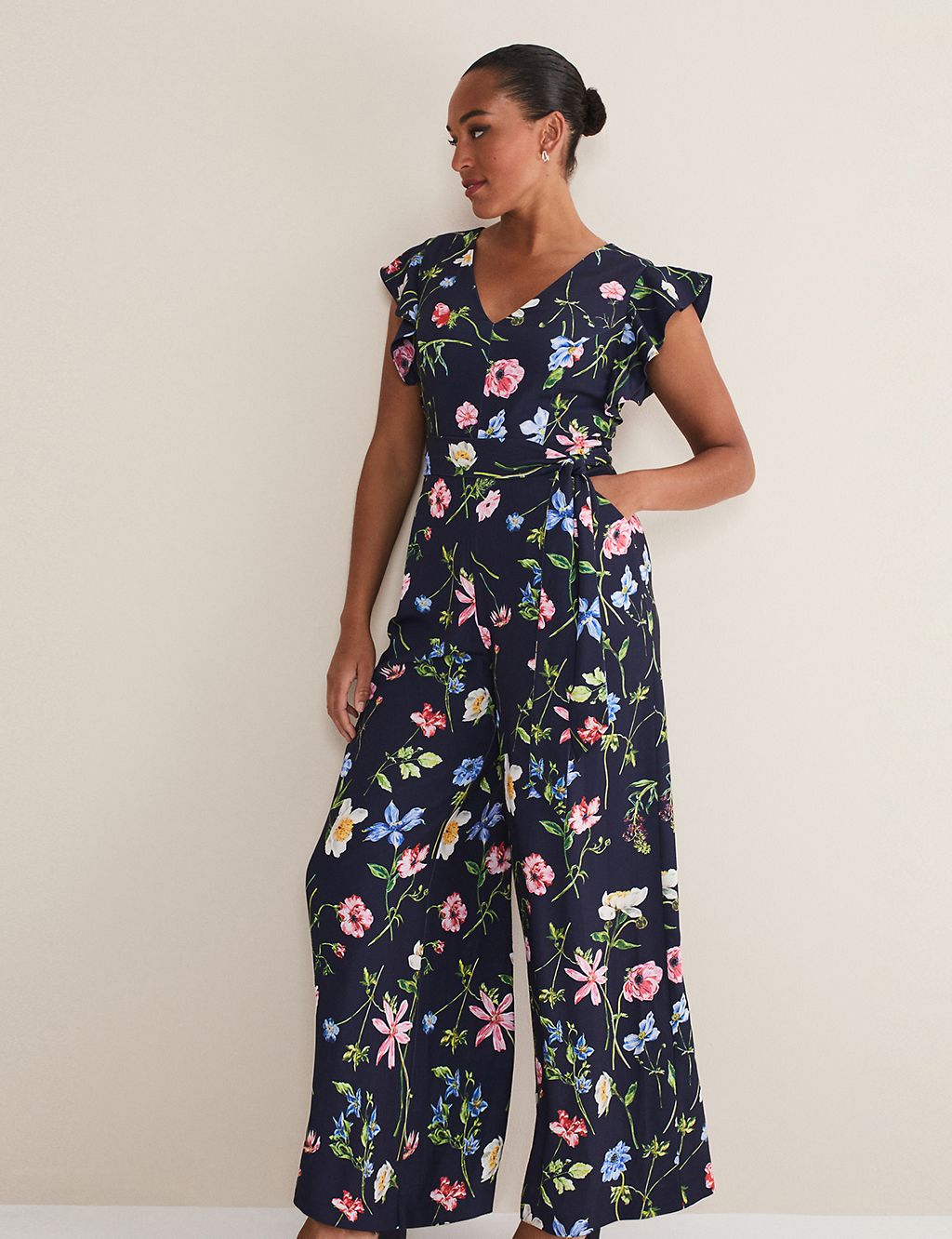 Floral Belted Wide Leg Waisted Jumpsuit 4 of 6