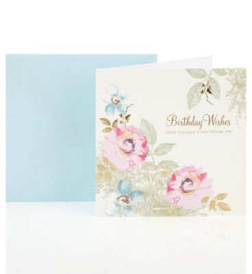 Floral Birthday Wishes Greetings Card | M&S