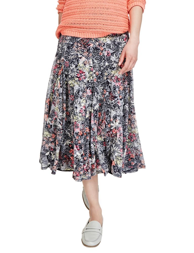 Floral Burnout A-Line Skirt 1 of 4