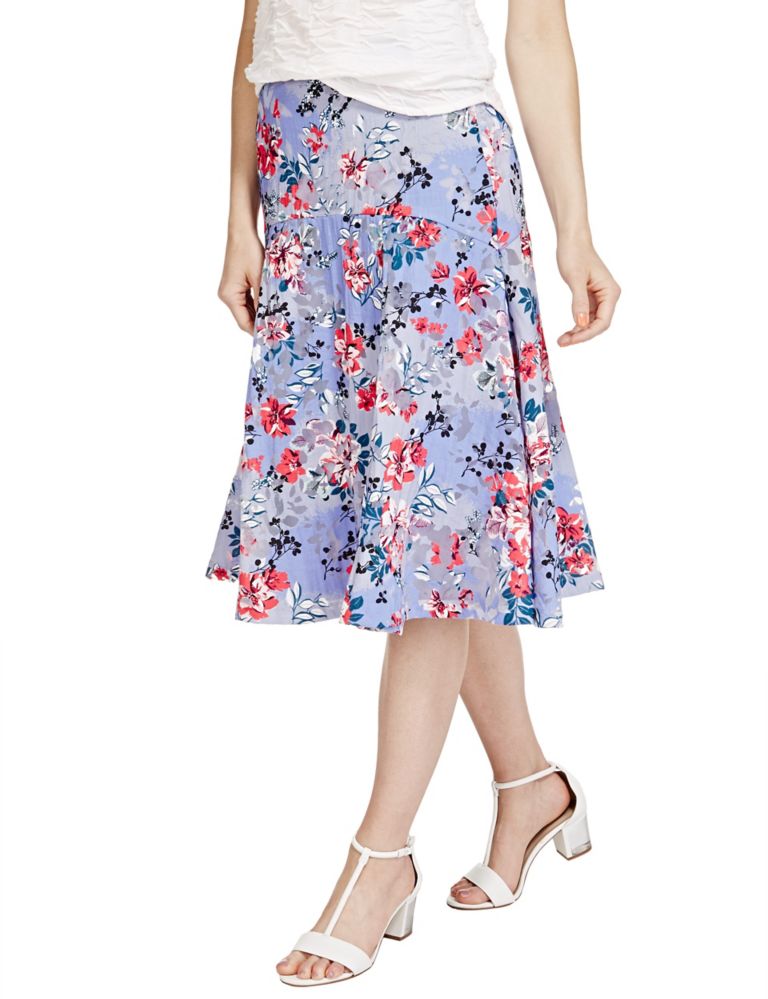 Floral Burnout A-Line Skirt 1 of 4