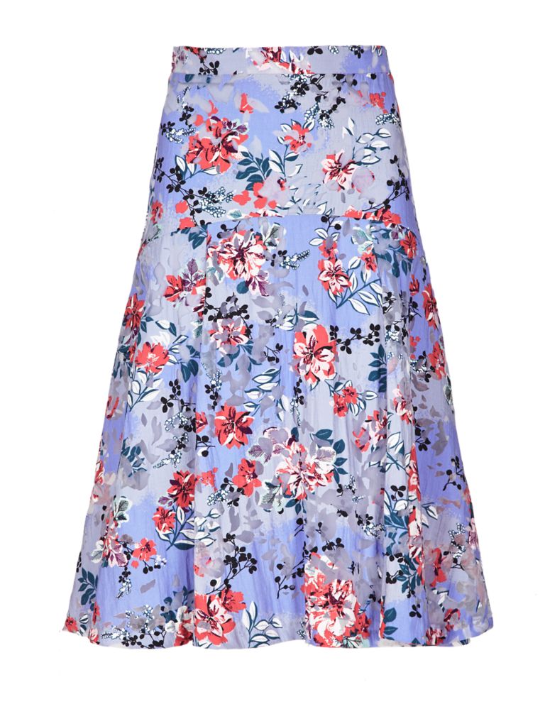 Floral Burnout A-Line Skirt 3 of 4