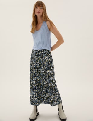 Button front outlet midaxi skirt