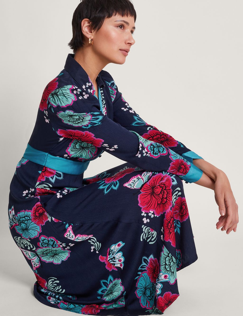 Floral Button Front Midi Shirt Dress 5 of 5