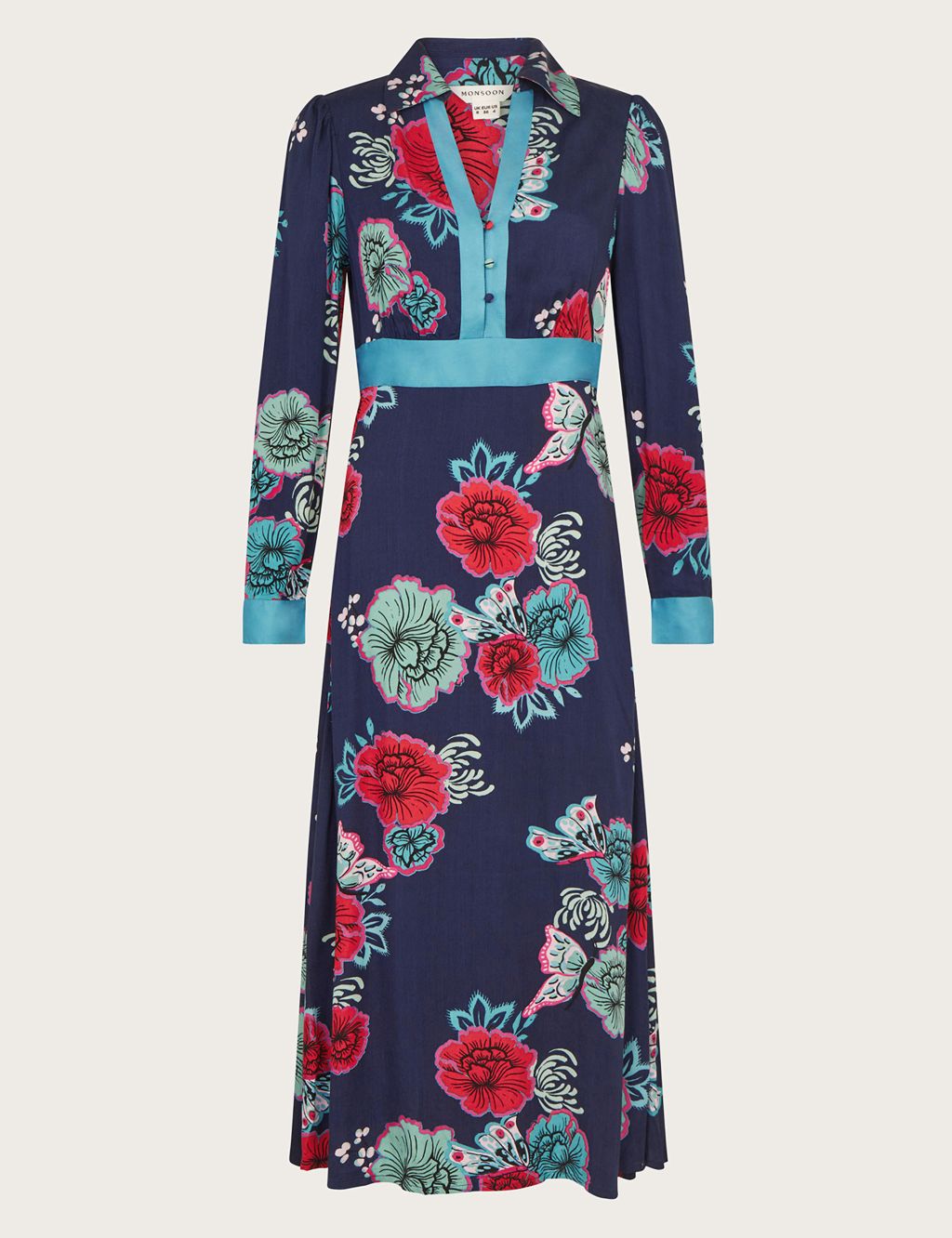 Floral Button Front Midi Shirt Dress 1 of 5