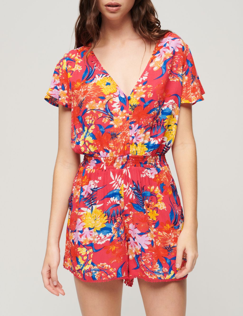 Floral Button Front Short Sleeve Playsuit 4 of 6