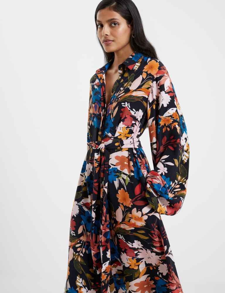 Floral Button Through Midi Shirt Dress French Connection M S