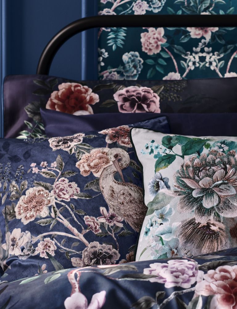 Floral Chinoiserie Embroidered Cushion 7 of 10