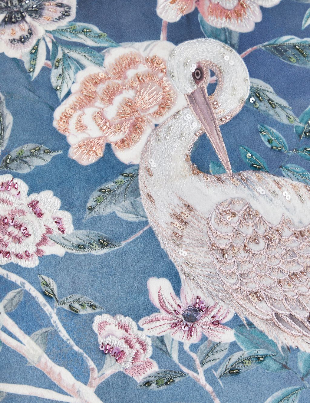 Floral Chinoiserie Embroidered Cushion 7 of 10