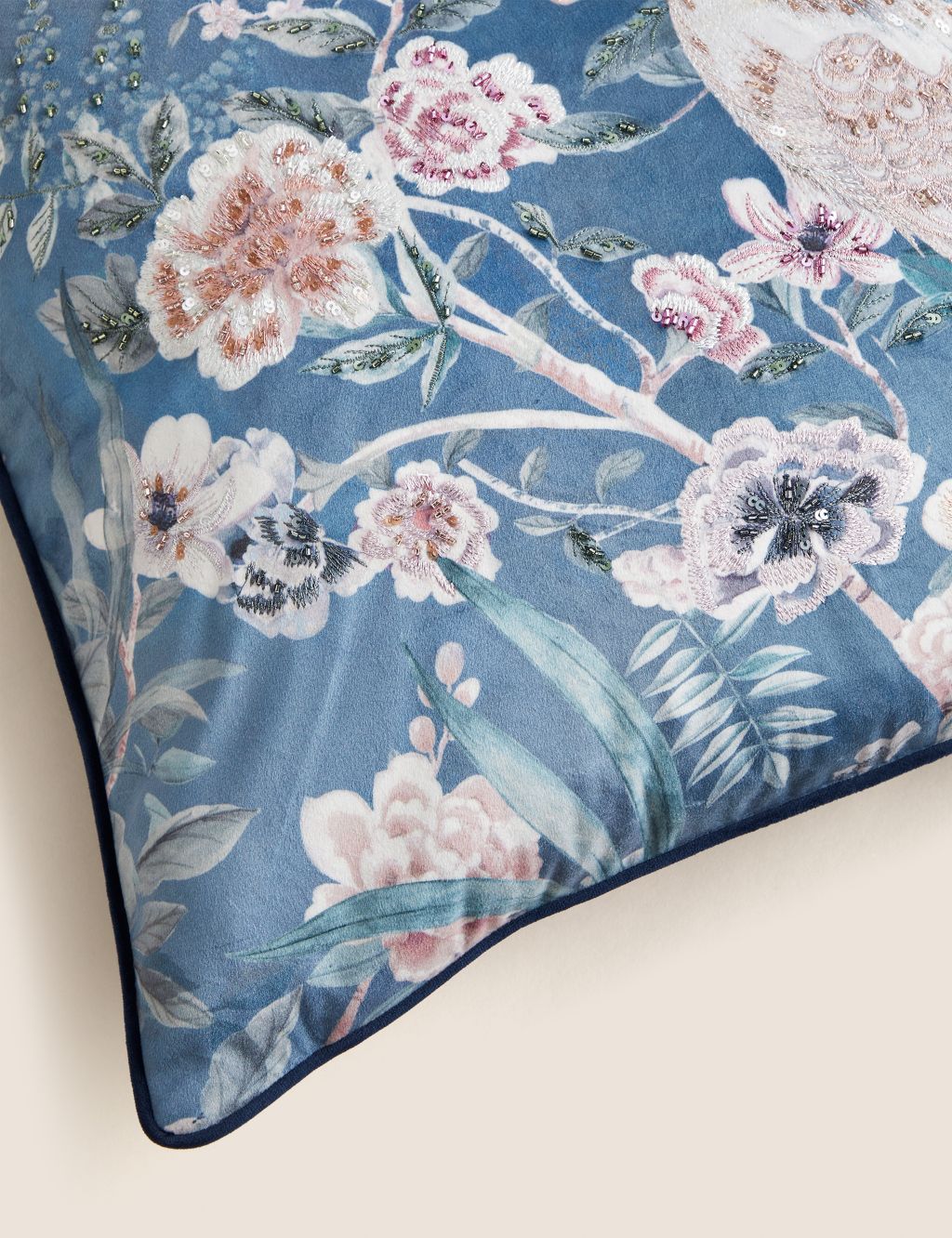 Floral Chinoiserie Embroidered Cushion 8 of 10