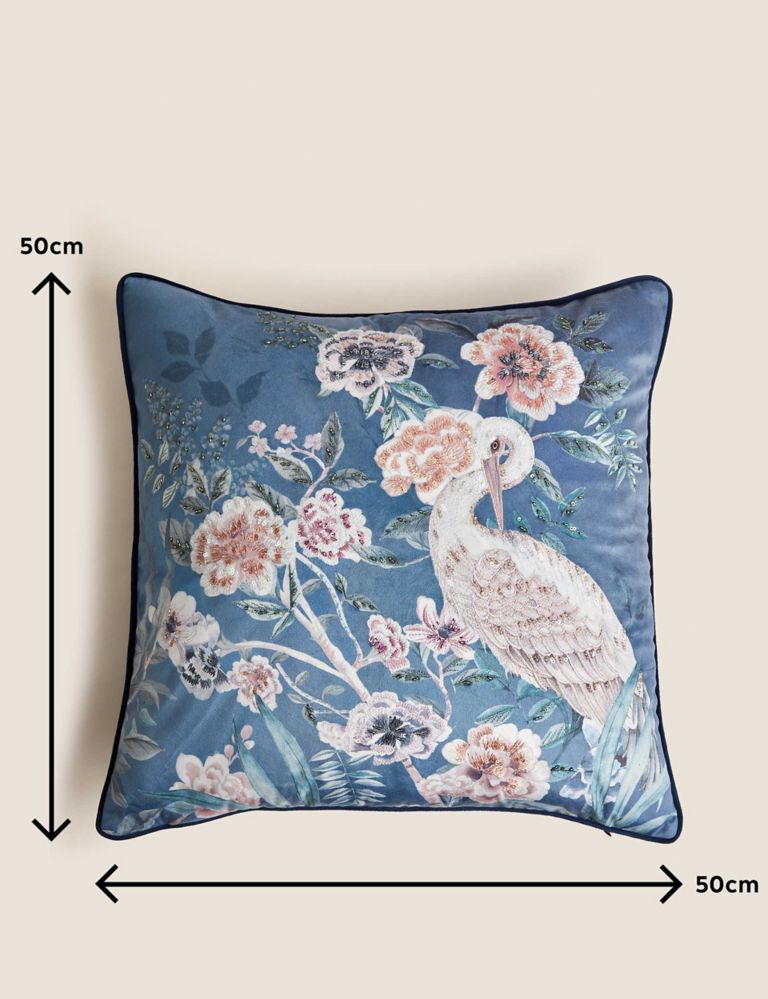 Floral Chinoiserie Embroidered Cushion 9 of 10