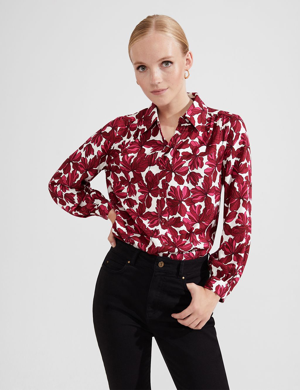 Floral Collared Button Through Blouse 3 of 6