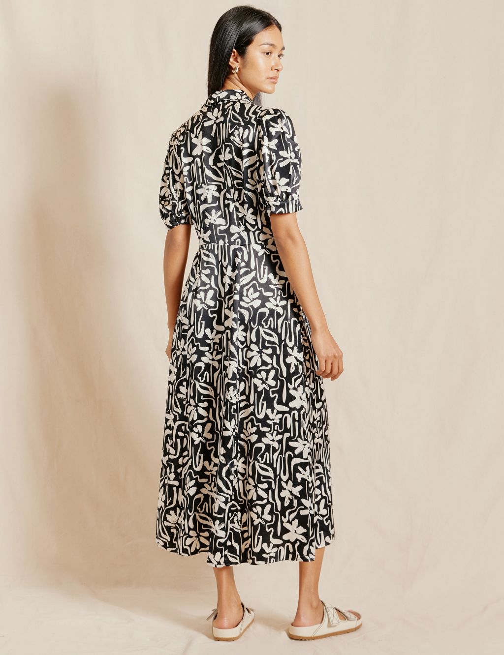 Floral Collared Midi Shirt Dress 2 of 5