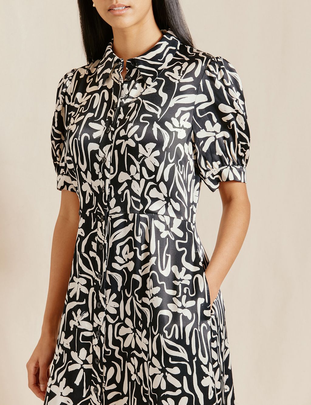 Floral Collared Midi Shirt Dress 4 of 5