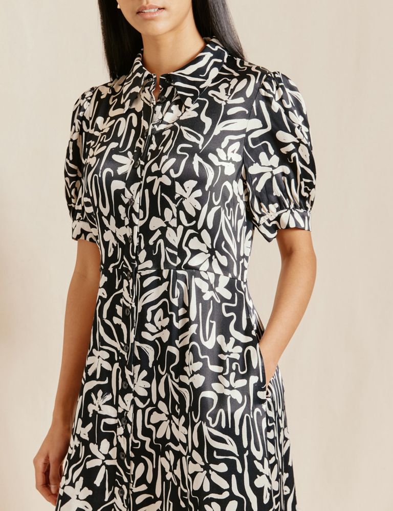Floral Collared Midi Shirt Dress 4 of 5