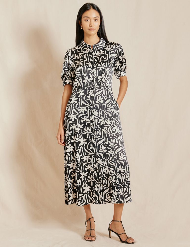 Floral Collared Midi Shirt Dress 5 of 5