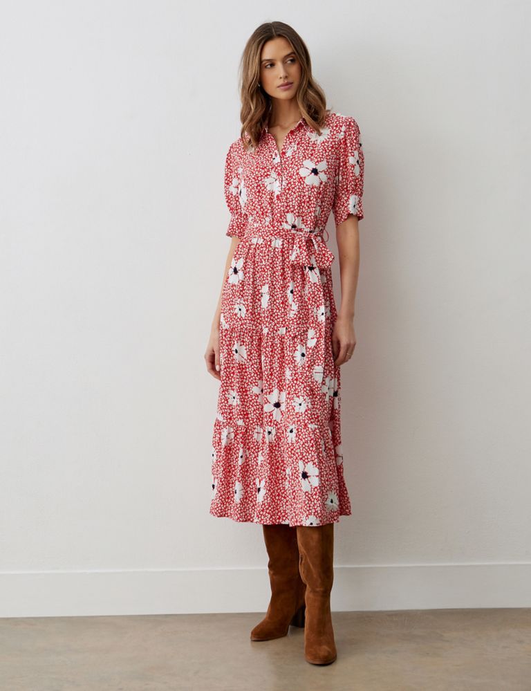 Floral Collared Midi Tiered Dress 1 of 4