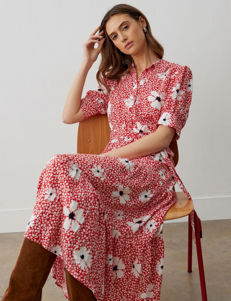 Floral Collared Midi Tiered Dress 4 of 4