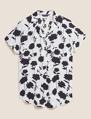 Floral Collared Short Sleeve Popover Blouse Image 2 of 5