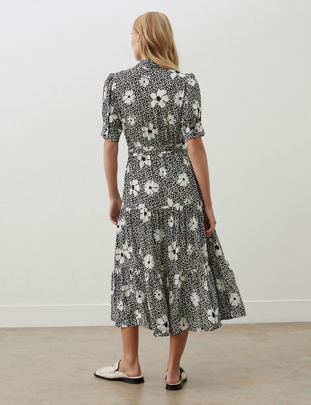 Floral Collared Tie Waist Midi Tiered Dress 1 of 5
