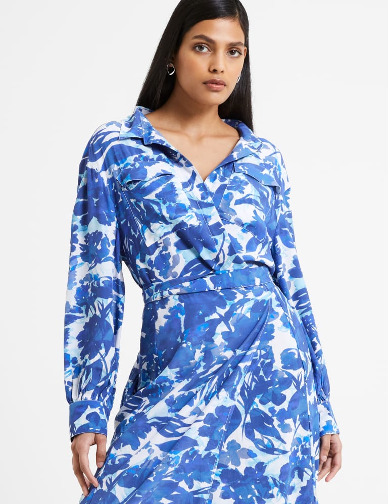 French connection floral wrap dress best sale