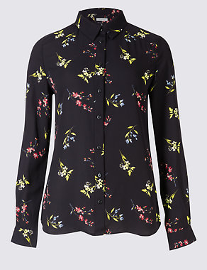 Floral Crepe Long Sleeve Shirt Image 2 of 5
