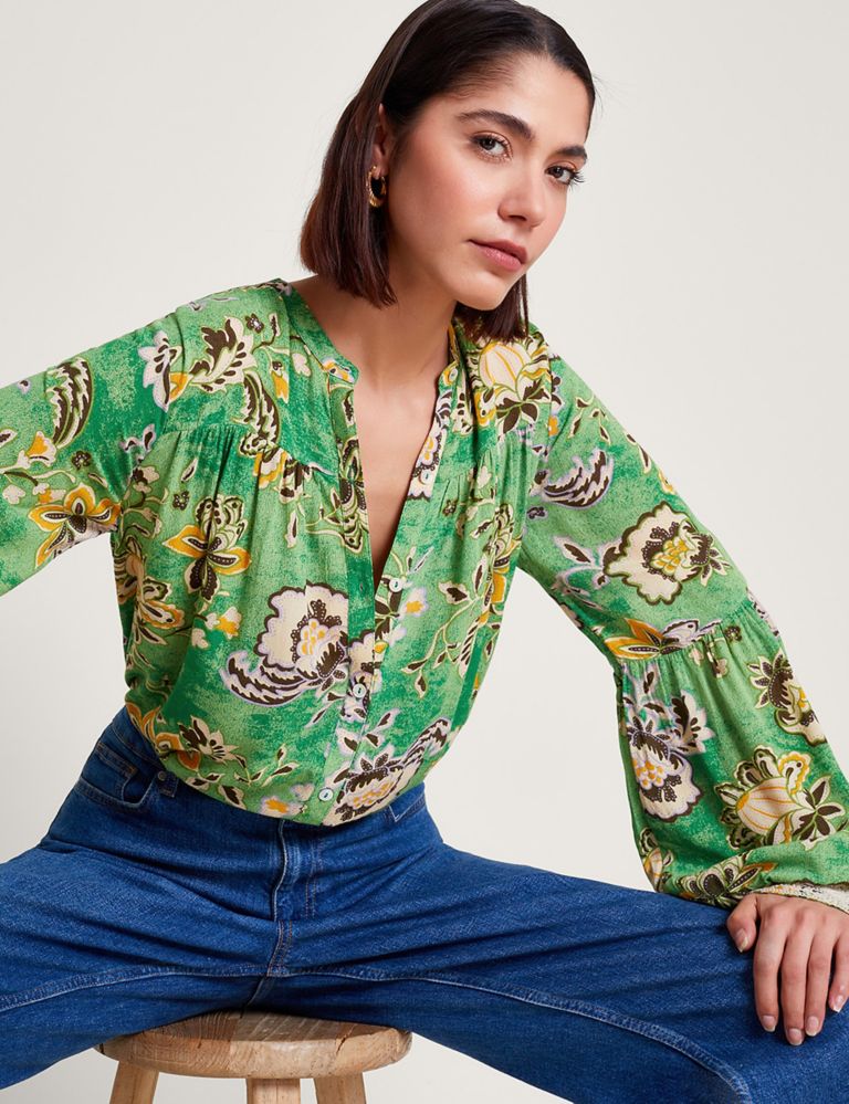 Floral Crew Neck Blouse 1 of 4