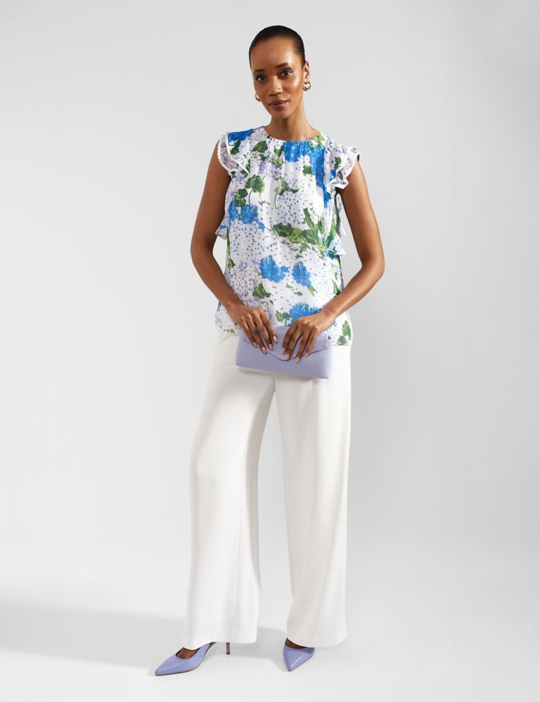 Floral Crew Neck Frill Detail Top 3 of 6