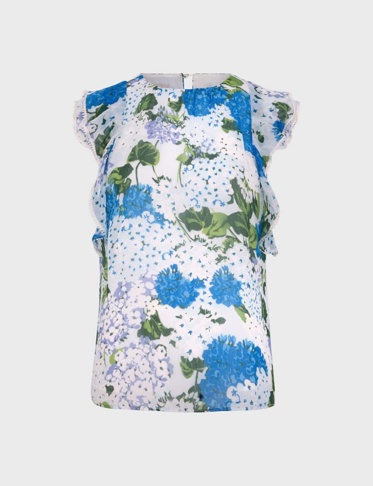 Floral Crew Neck Frill Detail Top 2 of 6
