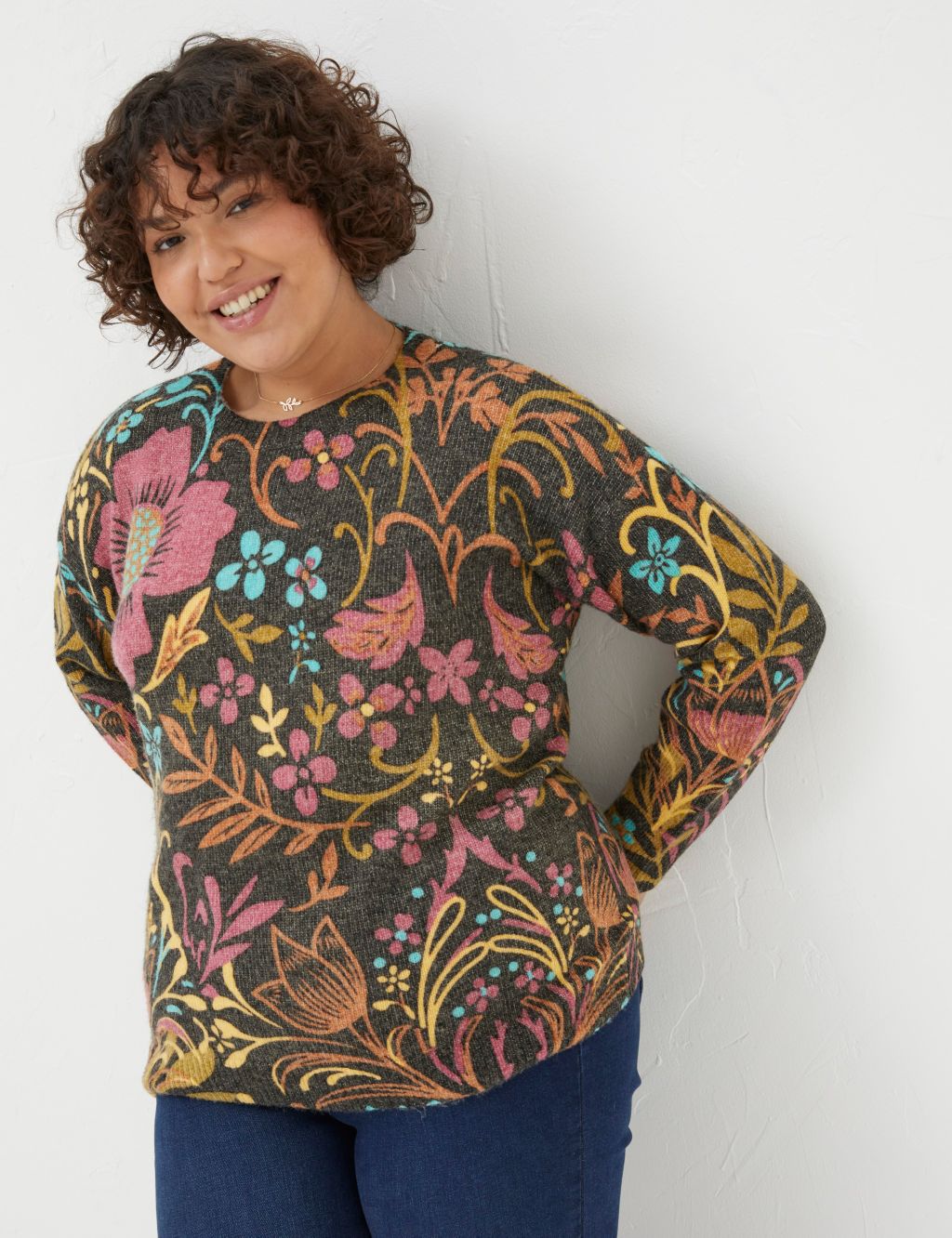 Floral Crew Neck Jumper with Wool 5 of 5