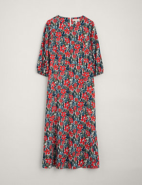 Floral Crew Neck Maxi Waisted Dress Image 2 of 5