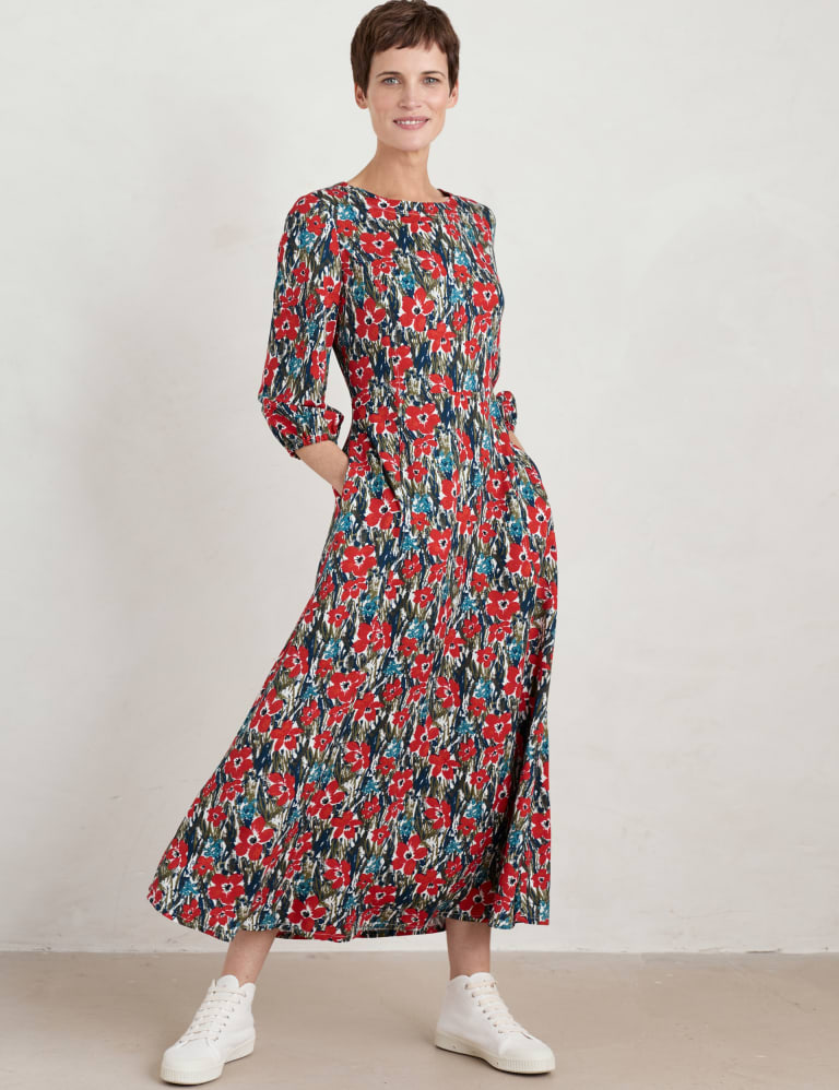 Floral Crew Neck Maxi Waisted Dress Seasalt Cornwall M&S