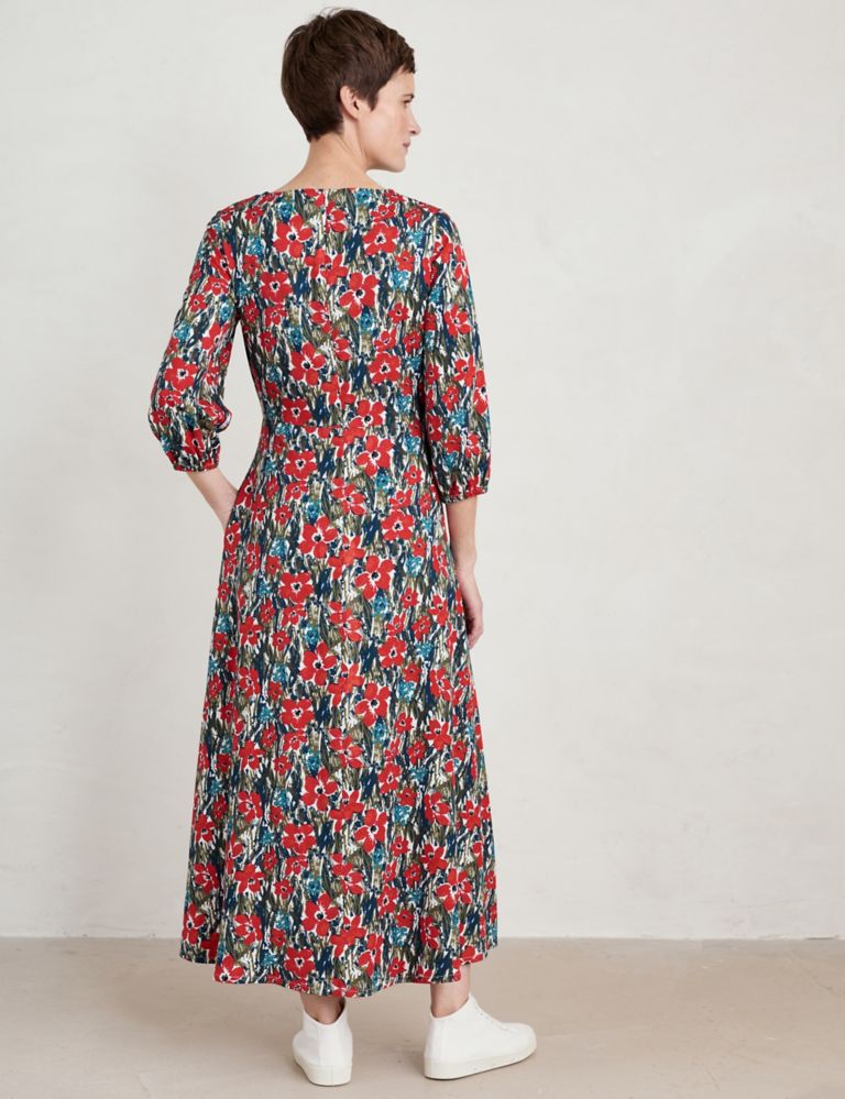 Floral Crew Neck Maxi Waisted Dress 4 of 5