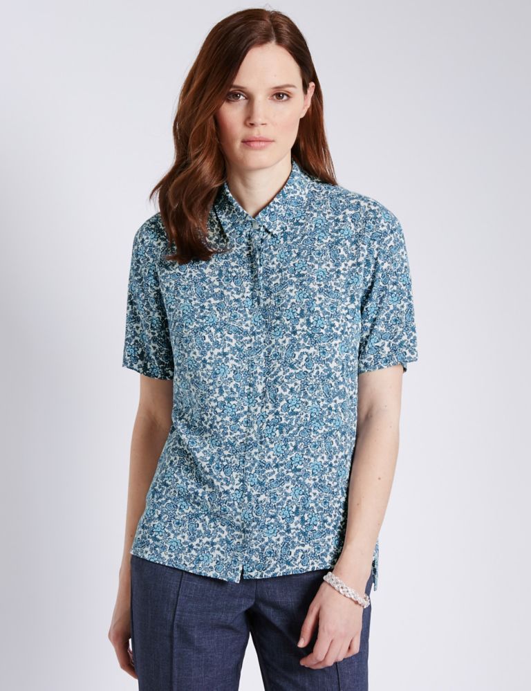 Floral Crinkle Effect Blouse 1 of 4