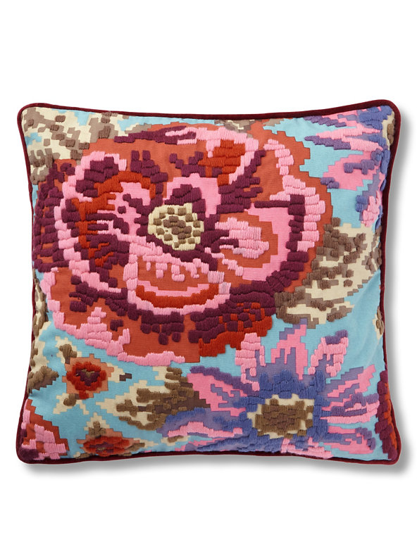 Floral Cross Stitch Cushion Image 1 of 2
