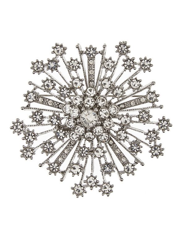 Floral Diamanté Brooch Image 1 of 1