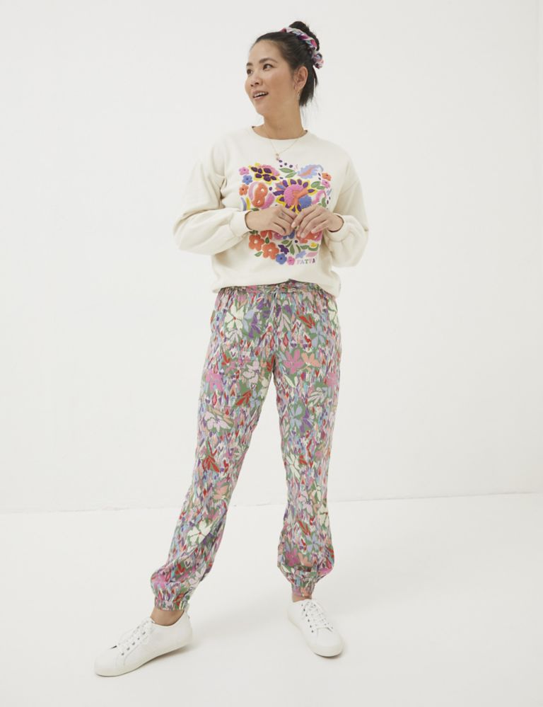 Floral Drawstring Cuffed Trousers 1 of 4