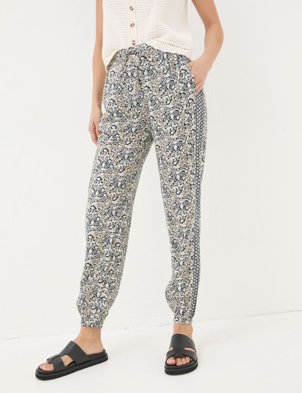 Floral Elasticated Waist Cuffed Trousers 2 of 5