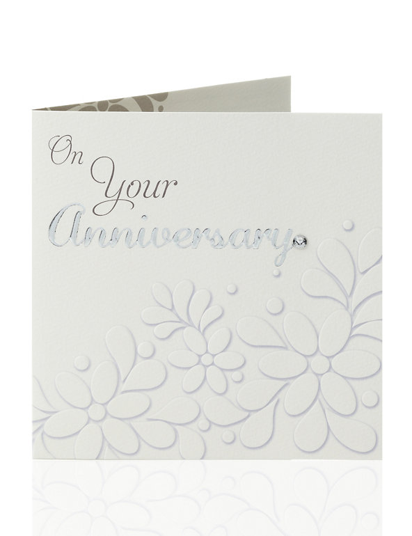 Floral Emboss Anniversary Card Image 1 of 2