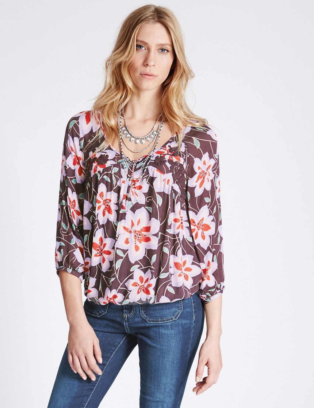 Floral Embroidered Bubble Blouse 2 of 4