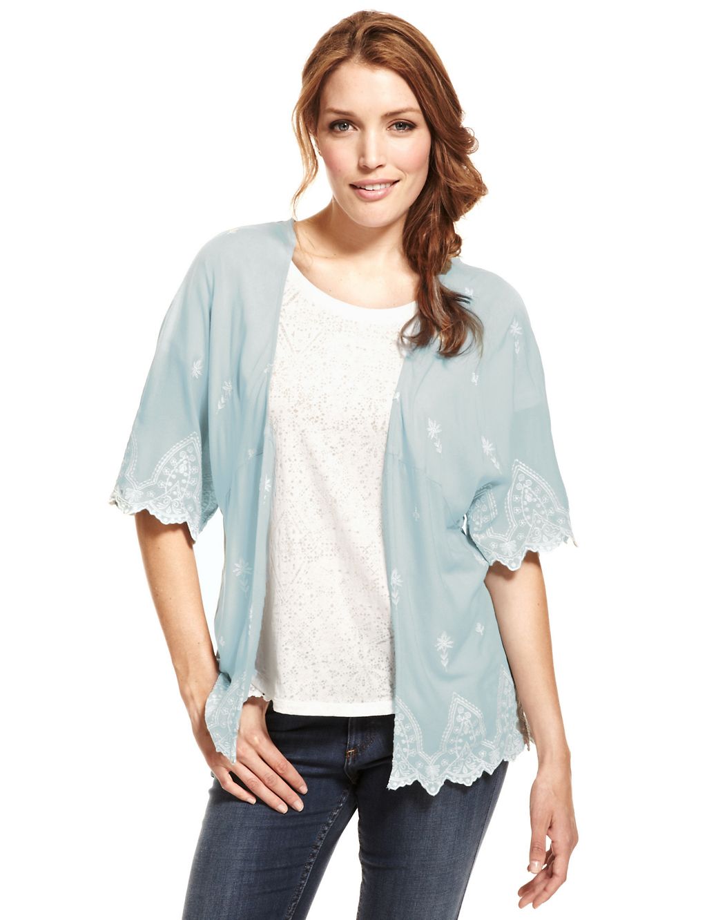 Floral Embroidered Cover-Up Kimono Top 2 of 5