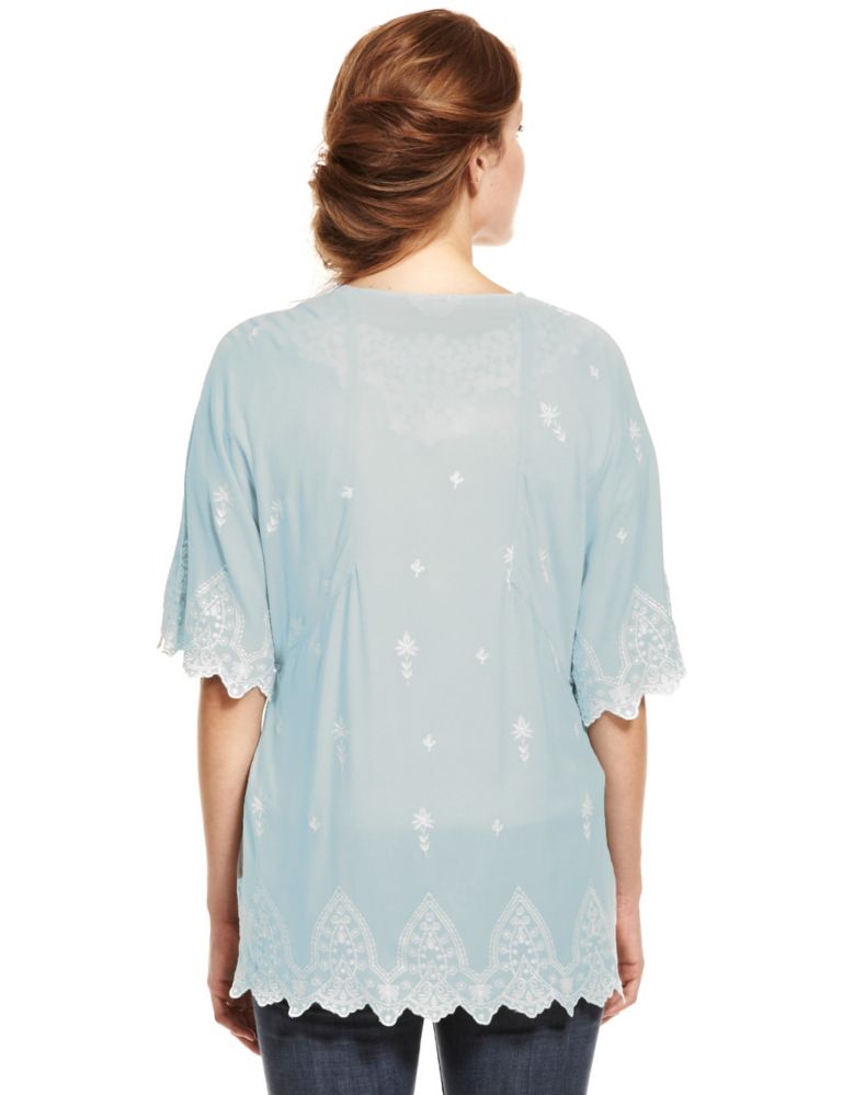 Floral Embroidered Cover-Up Kimono Top 5 of 5