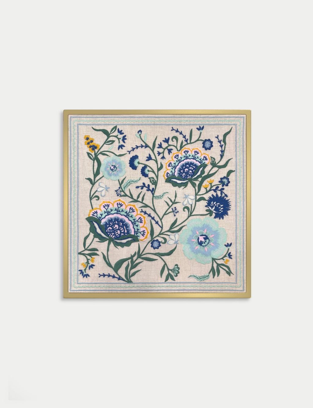 Floral Embroidered Framed Canvas 1 of 5